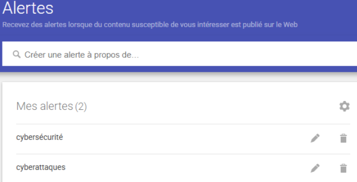 Configuration Google Alertes